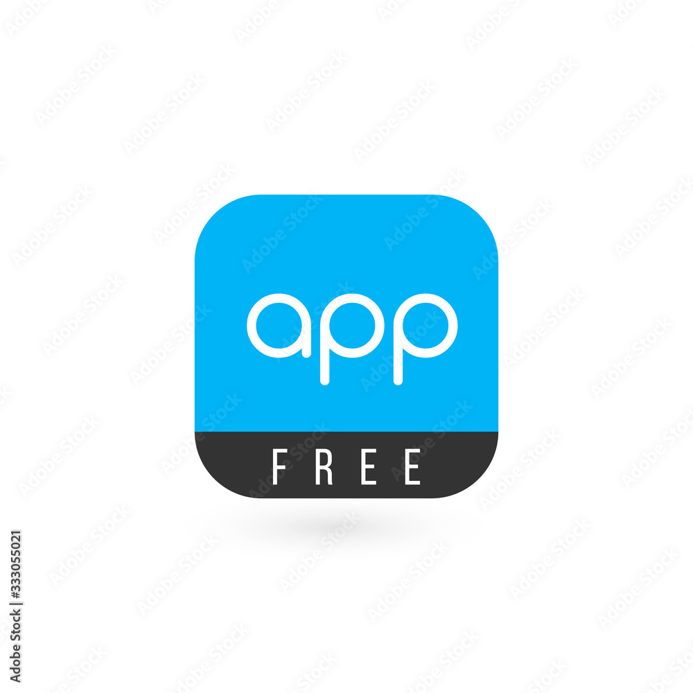 Blue app icon button template with shadow for internet sites, web user interfaces ui and applications apps . Vector illustration. Flat design. Blue app icon button template with shadow for internet sites, web user interfaces ui and applications apps . Vector illustration. Flat design.
