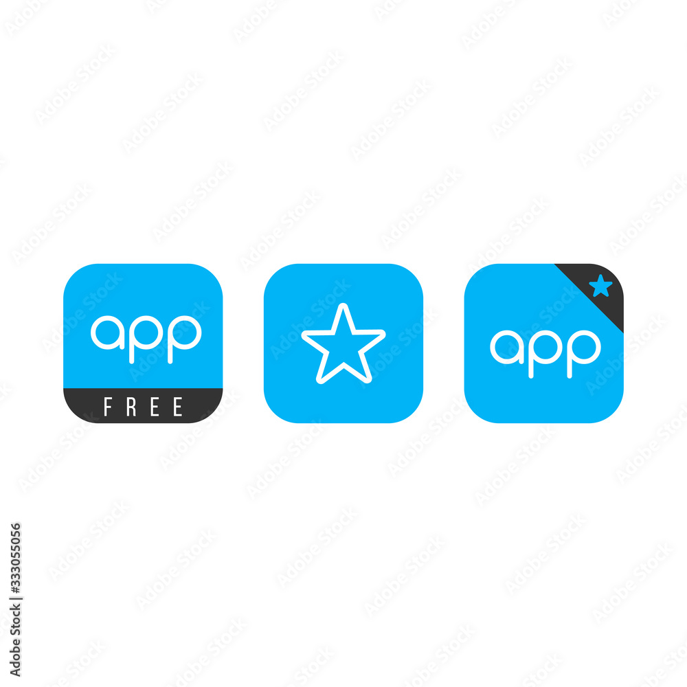 Blue app icon button template with shadow for internet sites, web user interfaces ui and applications apps . Vector illustration. Flat design. Blue app icon button template with shadow for internet sites, web user interfaces ui and applications apps . Vector illustration. Flat design.