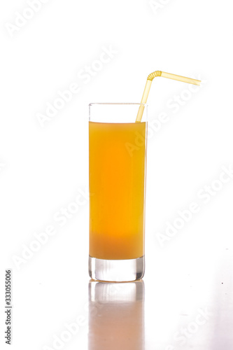 glass of orange juice isolated on white background