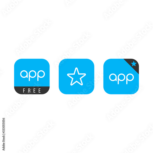 Blue app icon button template with shadow for internet sites, web user interfaces ui and applications apps . Vector illustration. Flat design.