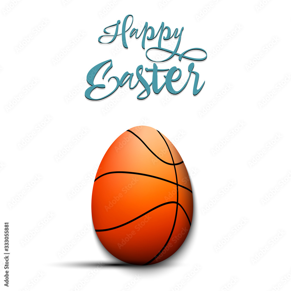 Happy Easter. Egg in the form of a basketball ball