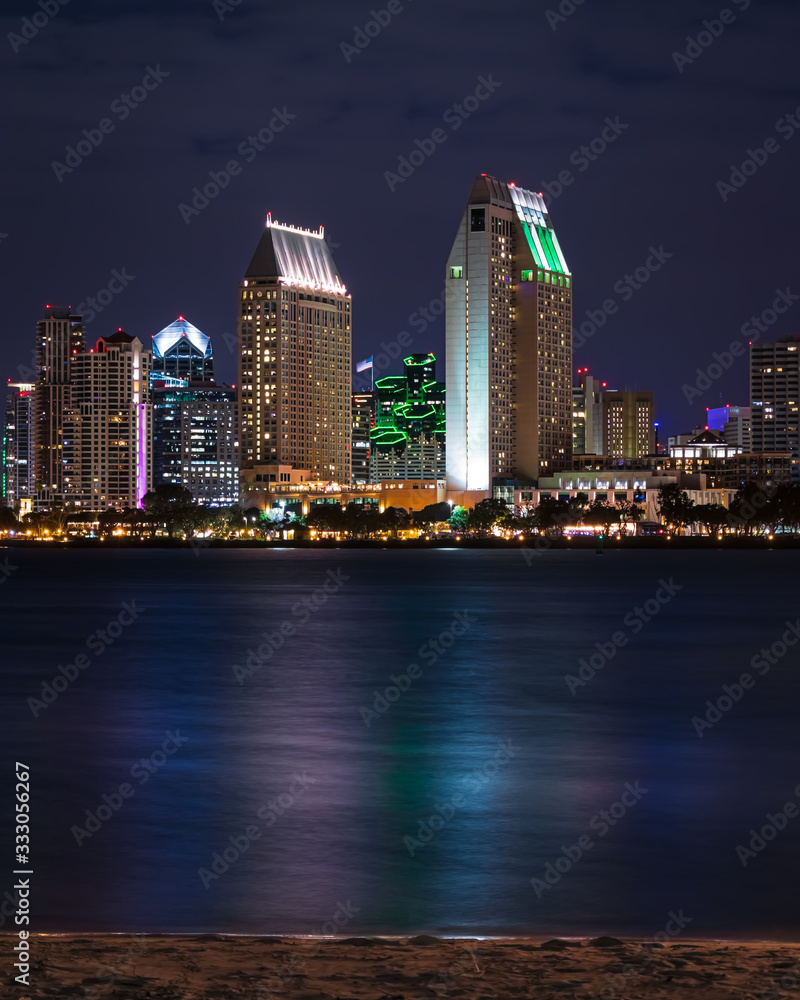 Iconic Downtown San Diego Cityscape at Night