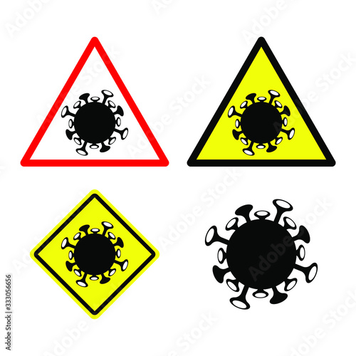 Stop Novel Coronavirus outbreak covid-19 2019-nCoV symptoms in Wuhan China. Vector virus icon sign banner isolated on white background