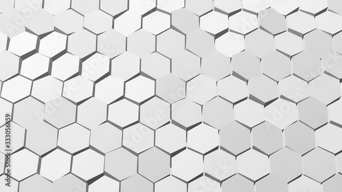 Abstract white and gray hexagon background  honeycomb pattern  3d rendering  3d illustration