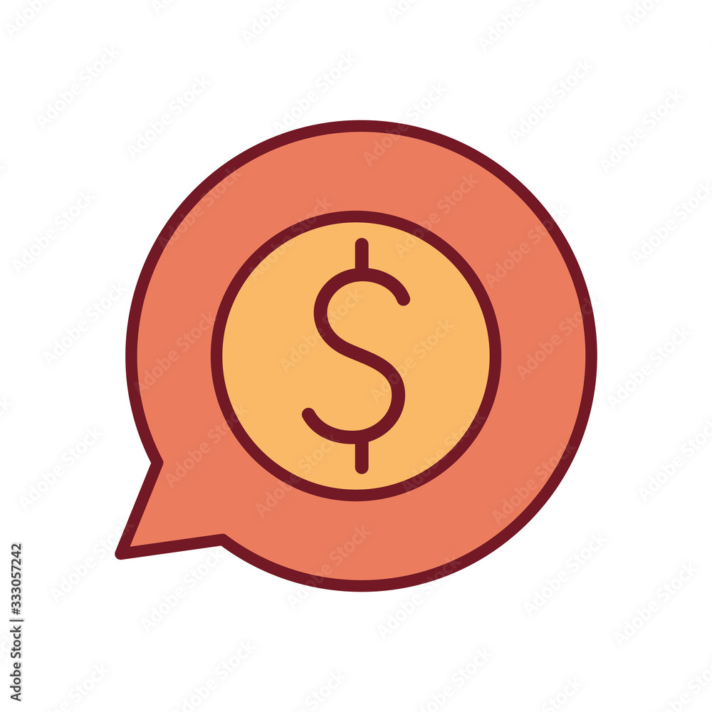 Isolated dollar bubble line and fill style icon vector design Isolated dollar bubble line and fill style icon vector design