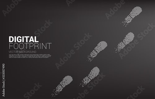 Footprint from digital dot pixel. business concept of digital transformation and digital footprint.