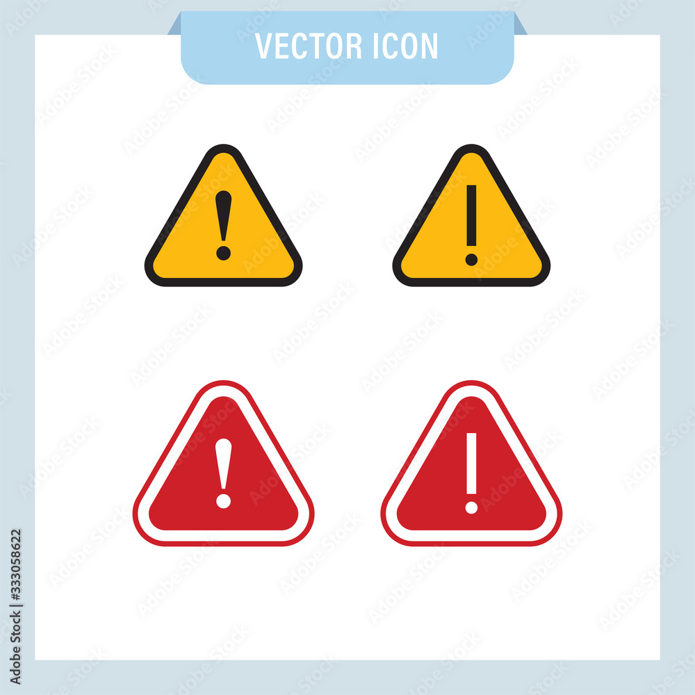 Alert icons. Exclamation sign in triangle, alarm message. Alert icons. Exclamation sign in triangle, alarm message.