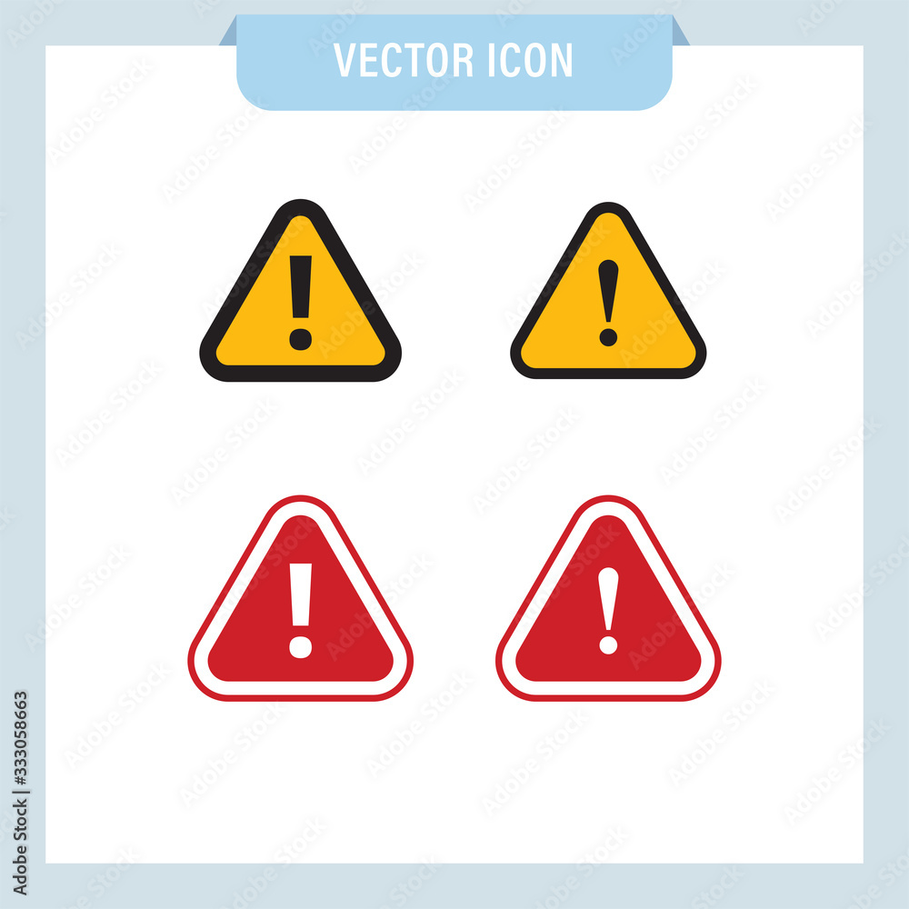 Alert icons. Exclamation sign in triangle, alarm message. Alert icons. Exclamation sign in triangle, alarm message.