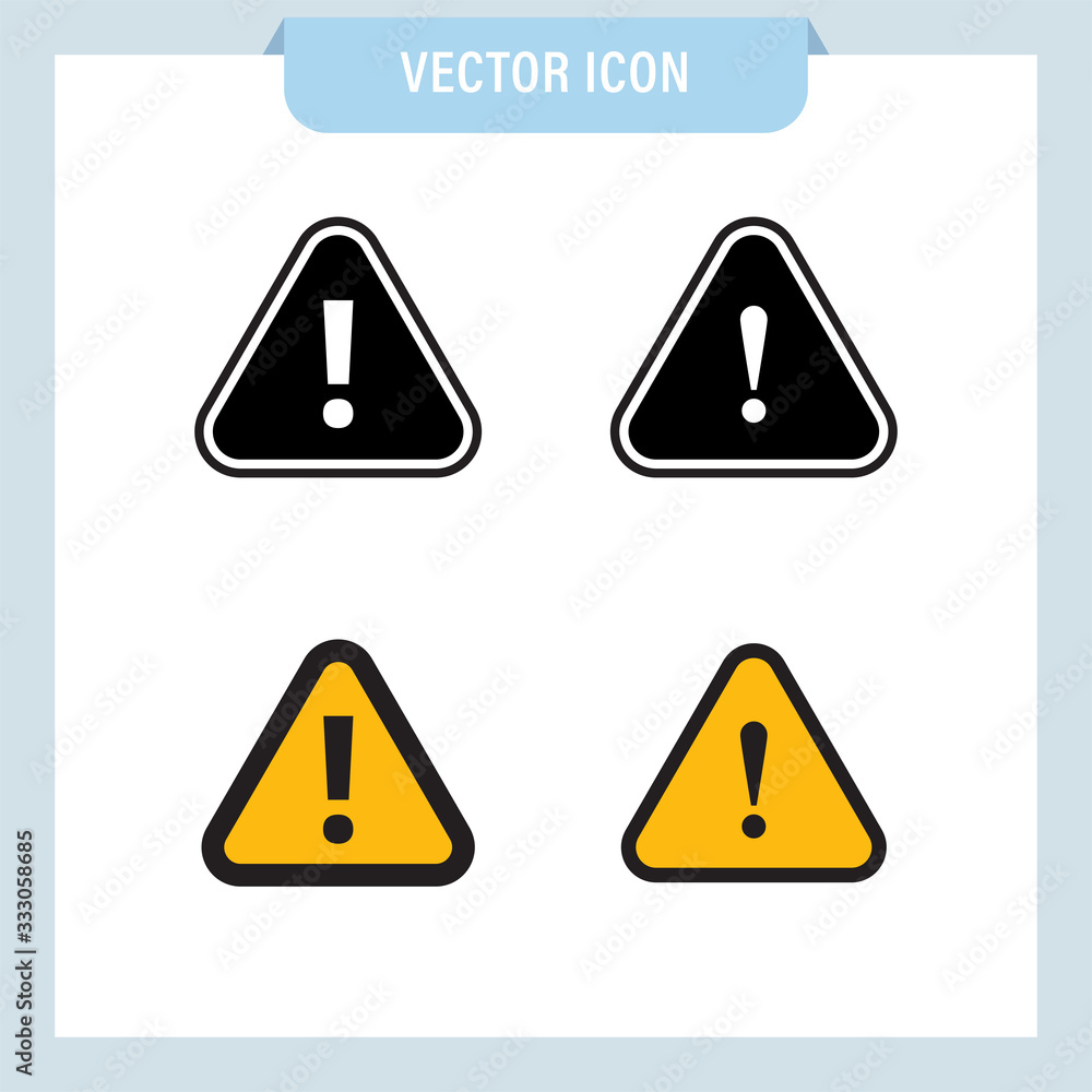 Alert icons. Exclamation sign in triangle, alarm message. Alert icons. Exclamation sign in triangle, alarm message.