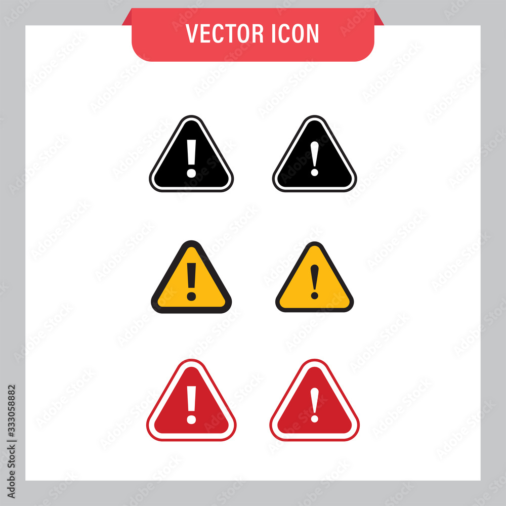 Alert icons. Exclamation sign in triangle, alarm message. Alert icons. Exclamation sign in triangle, alarm message.
