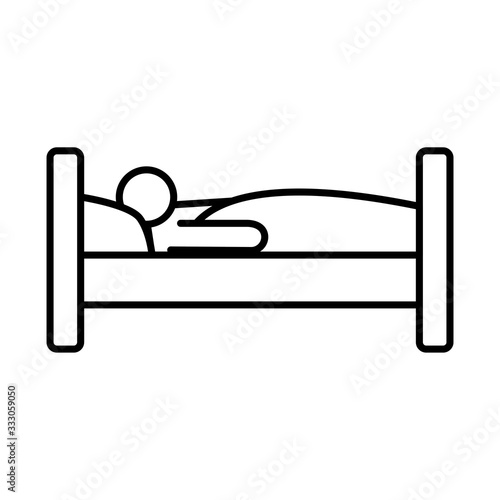 person sleeping in bed line style icon