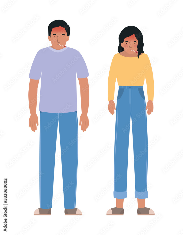 Avatar man and woman with fever vector design Avatar man and woman with fever vector design