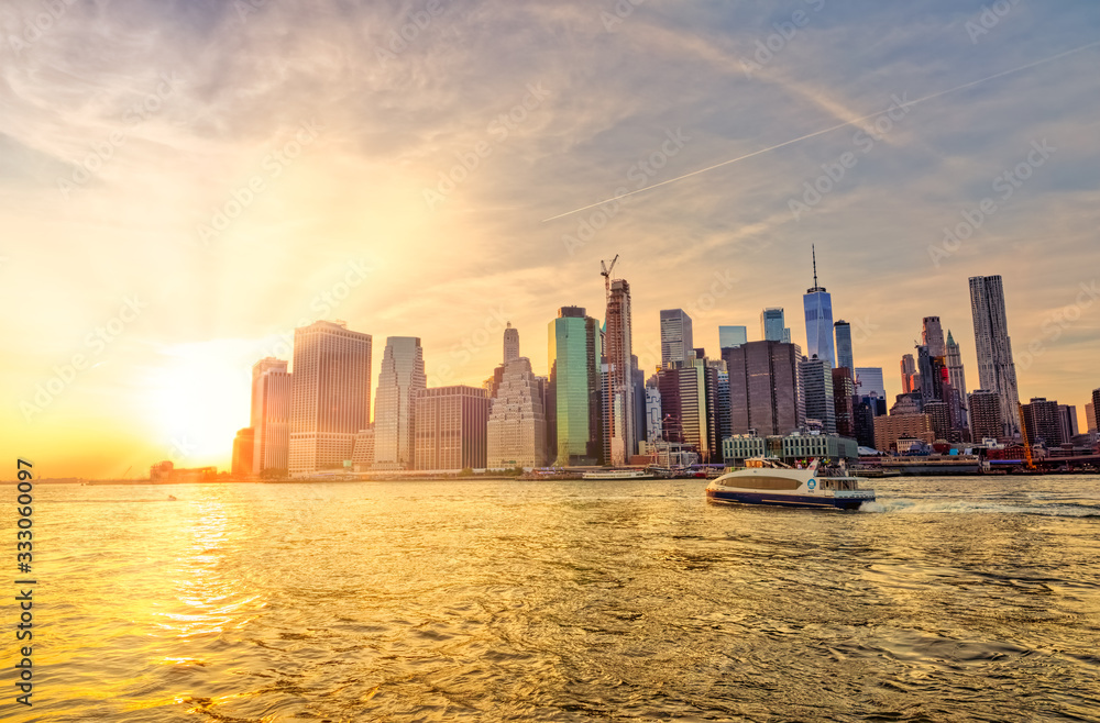 New York Manhattan panoramic sunset view