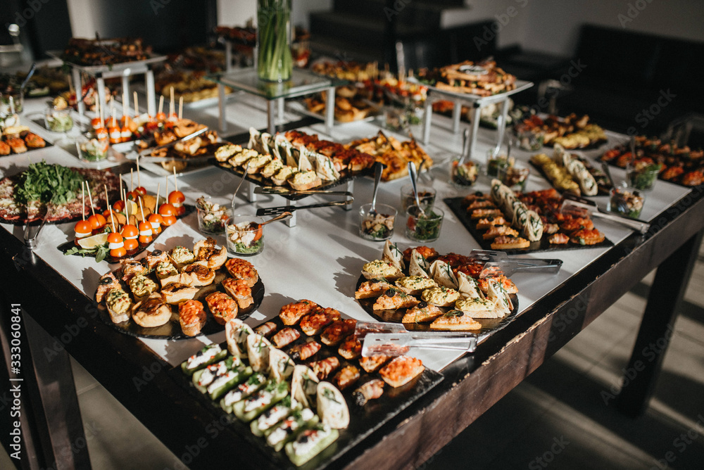 Delicious food served at the party table