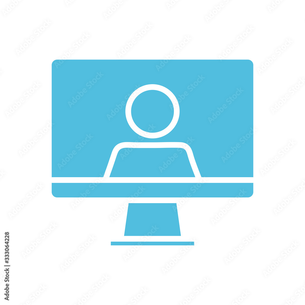 desktop with user onsilhouette education silhouette style desktop with user onsilhouette education silhouette style