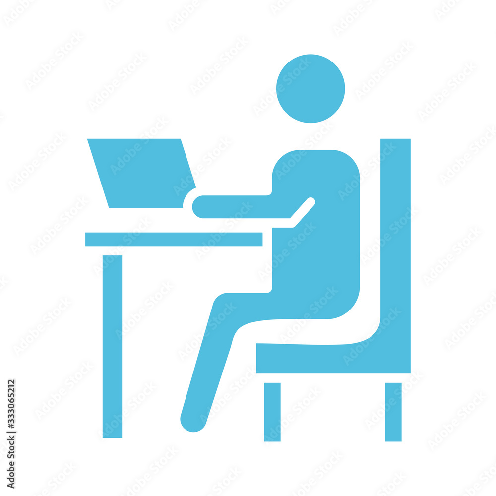 person using laptop portable silhouette style icon person using laptop portable silhouette style icon