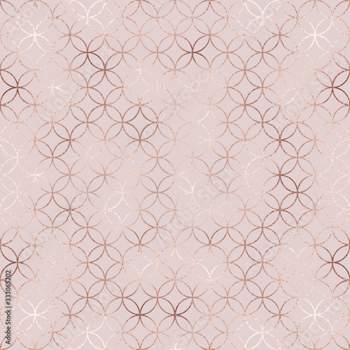 Elegant rose gold moroccan trellis seamless pattern.