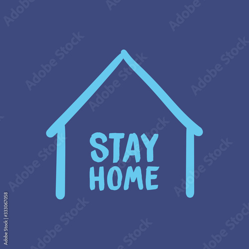 Stay home campaign symbol. Hand drawn house doodle for quarantine times. 
