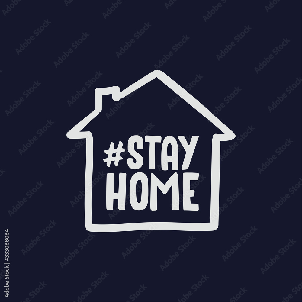 Stay home campaign symbol. Hand drawn house doodle for quarantine times. 