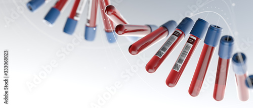 Covid19 Corona virus blood test vials forming dna