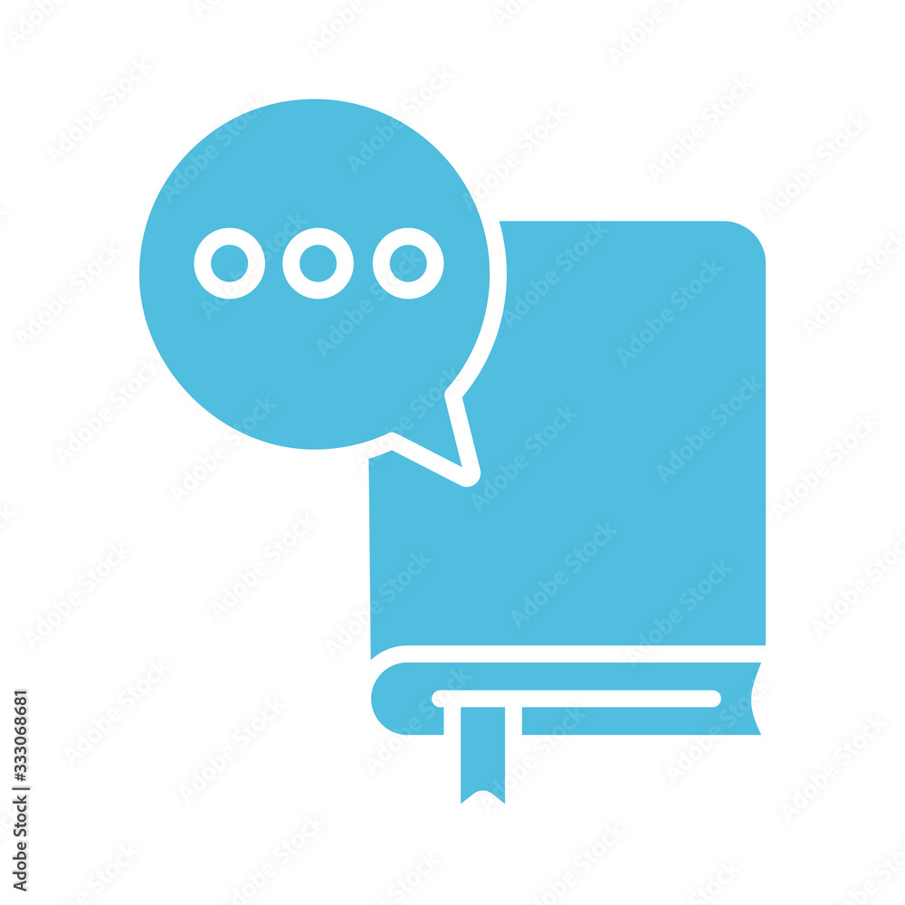 text book with speech bubble silhouette style icon text book with speech bubble silhouette style icon