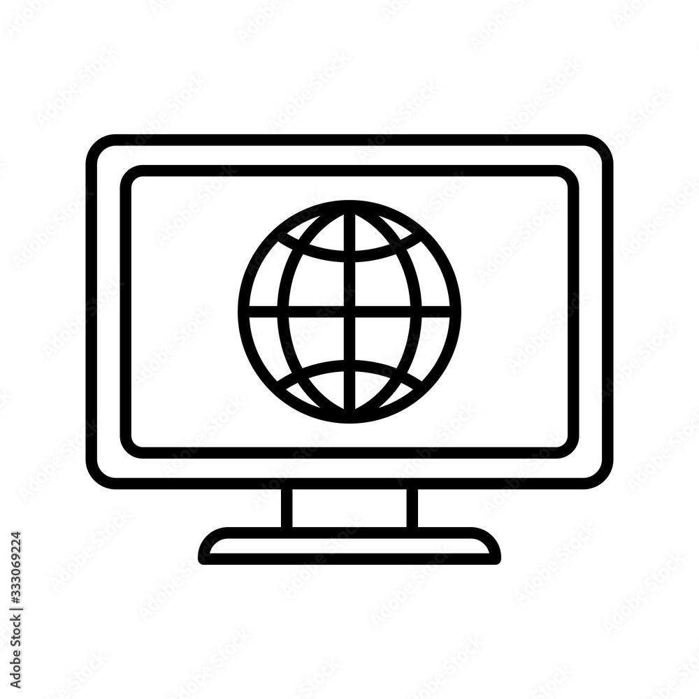 global sphere inside computer inside laptop line style icon vector design global sphere inside computer inside laptop line style icon vector design