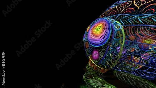 Easter Bunny with Easter Eggs wire frame animation 