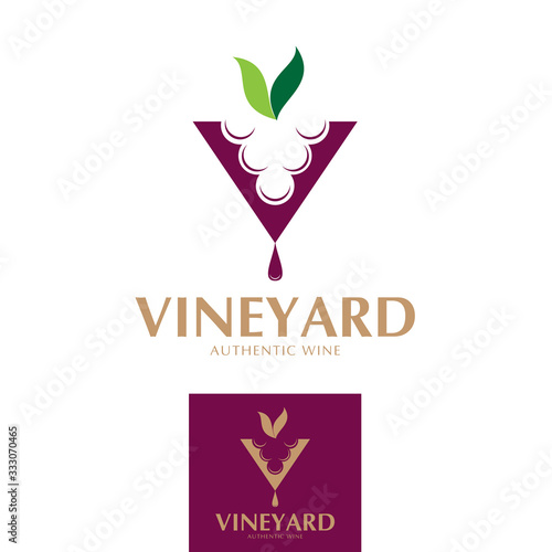 V logo, alphabet, Vineyard theme