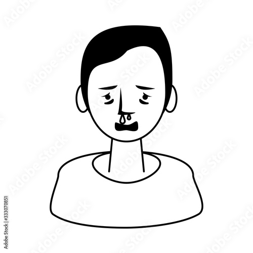 woman sick with runny nose character