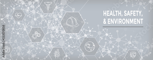 Health Safety and Environment Icon Set & Web Header Banner