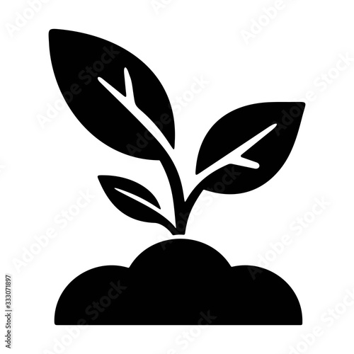 Growing plant with leaves icon. Seedling tree symbol.