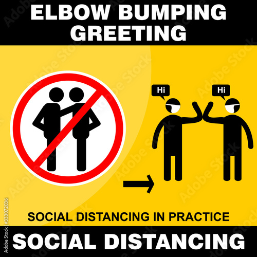 elbow bumping greeting, social distancing