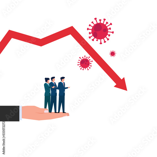 Business flat vector concept people discuss for exchange rates plummeted because corona virus.
