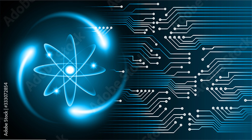 Dark Blue Shining atom scheme. illustration. Abstract Technology background for computer graphic