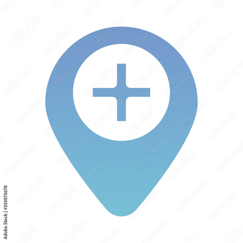 medical cross symbol in pin location silhouette gradient style medical cross symbol in pin location silhouette gradient style