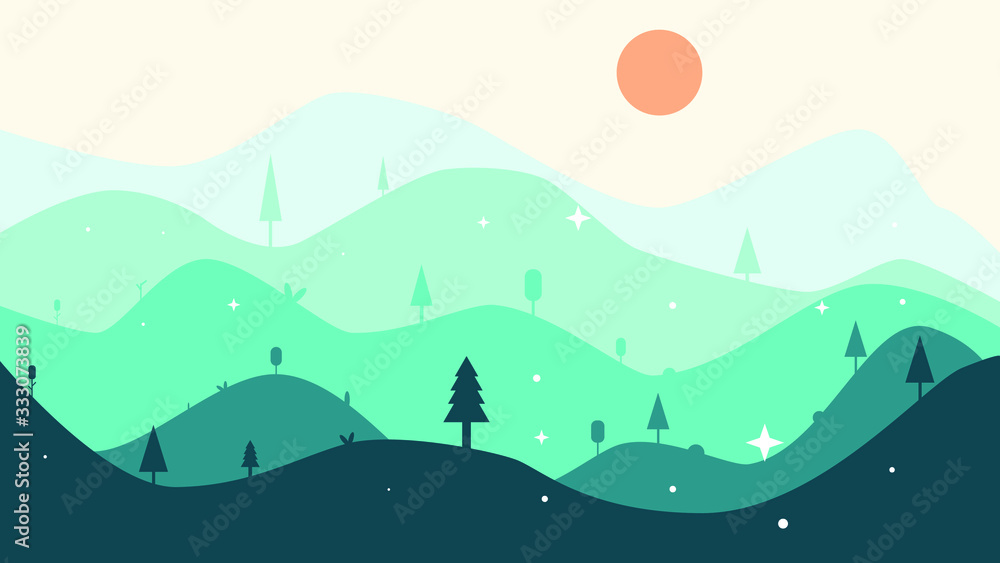 landscape with mountains and sun landscape with mountains and sun