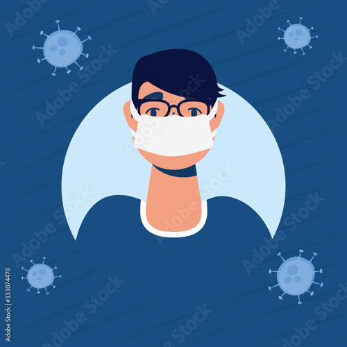 sick man with face mask character