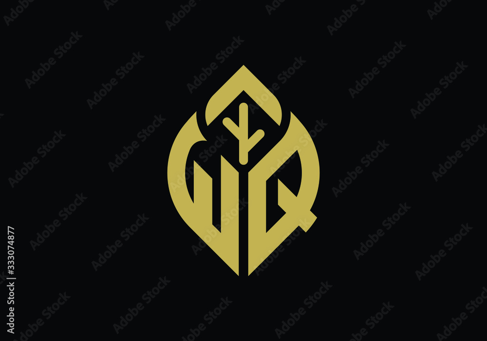 Initial letter W and Q with abstract leaf logo sign symbol Initial letter W and Q with abstract leaf logo sign symbol