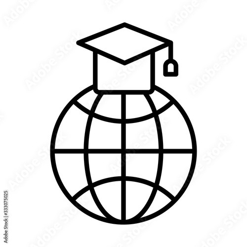 sphere browser with hat graduation line style icon