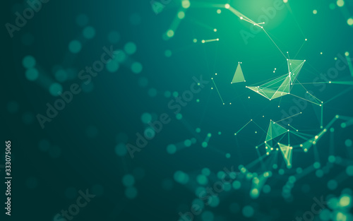 Abstract background. Molecules technology with polygonal shapes, connecting dots and lines. Connection structure. Big data visualization.