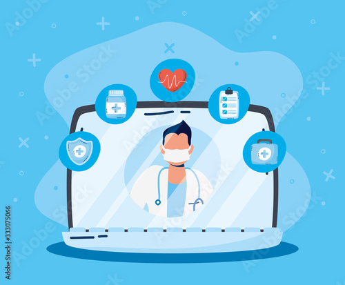 health online technology with laptop