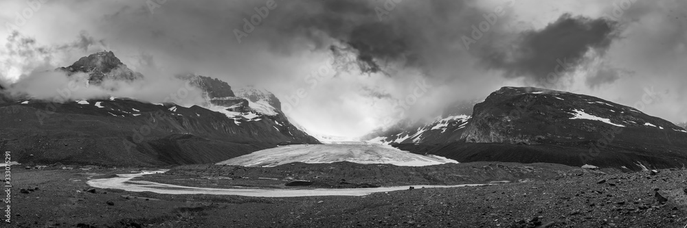 Columbia Ice Field, Athabasca Glacier in Canadian Rocky Mountains. 
