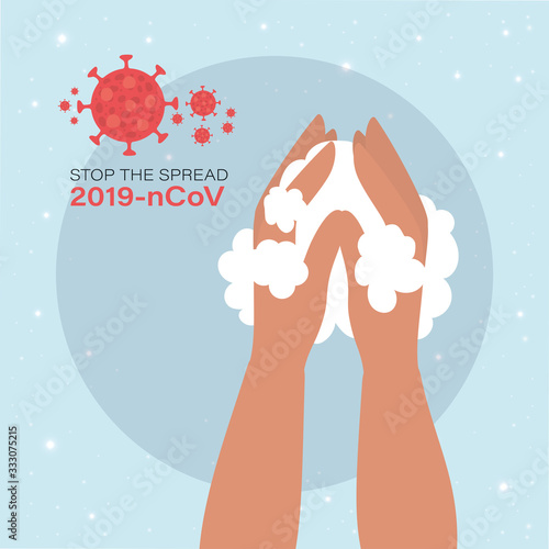 Hands washing for stop the spread 2019 ncov virus vector design