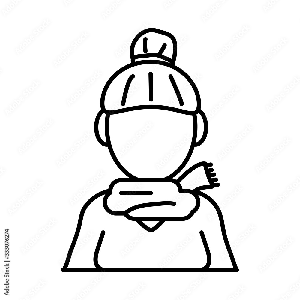 young woman with scarf line style icon young woman with scarf line style icon