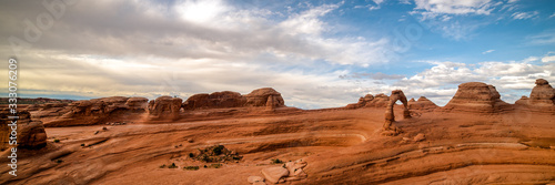 Panoramic view of Arches National Park in Utah  United States. Summer in the USA. 