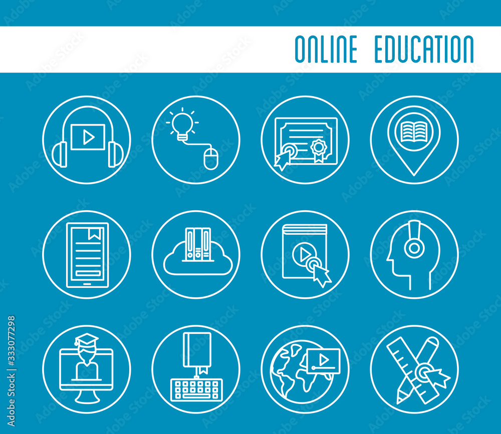 bundle of education online set icons bundle of education online set icons