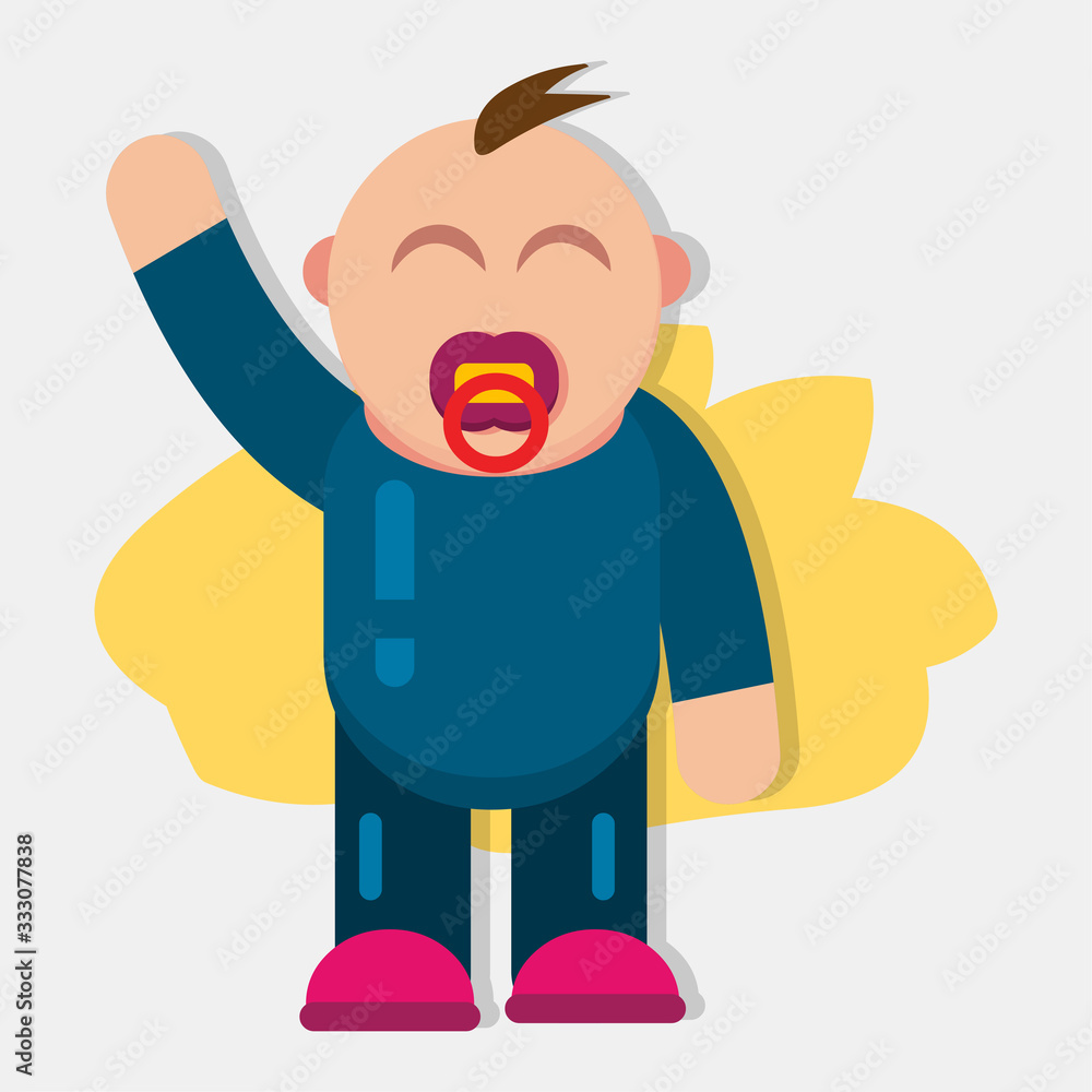 Obraz premium baby boy use pacifier say hi vector illustration 