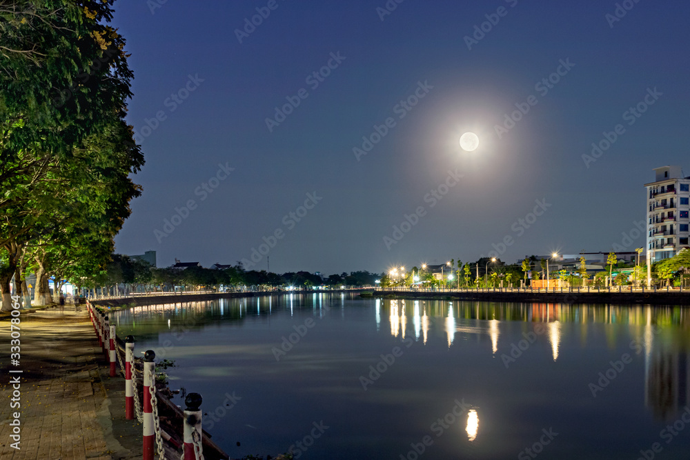 Bright moon on the river