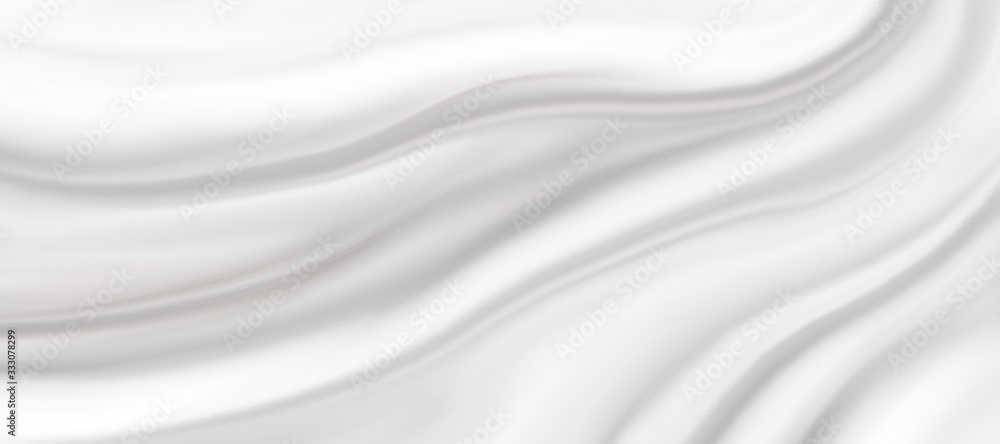 White silk background material illustration of flowing draped cloth in rippled elegant curves and wrinkled creases, soft folds in silk or satin drapery White silk background material illustration of flowing draped cloth in rippled elegant curves and wrinkled creases, soft folds in silk or satin drapery