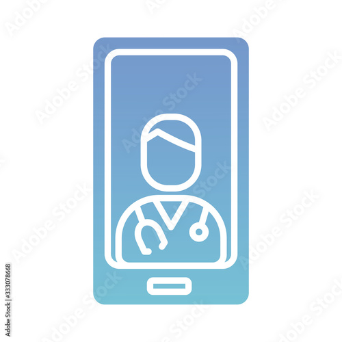 smartphone with doctor health online silhouette gradient style